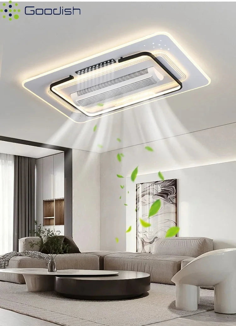Luxury Bladeless Smart Ceiling Fan with Ambient LED Lighting Manwatstore
