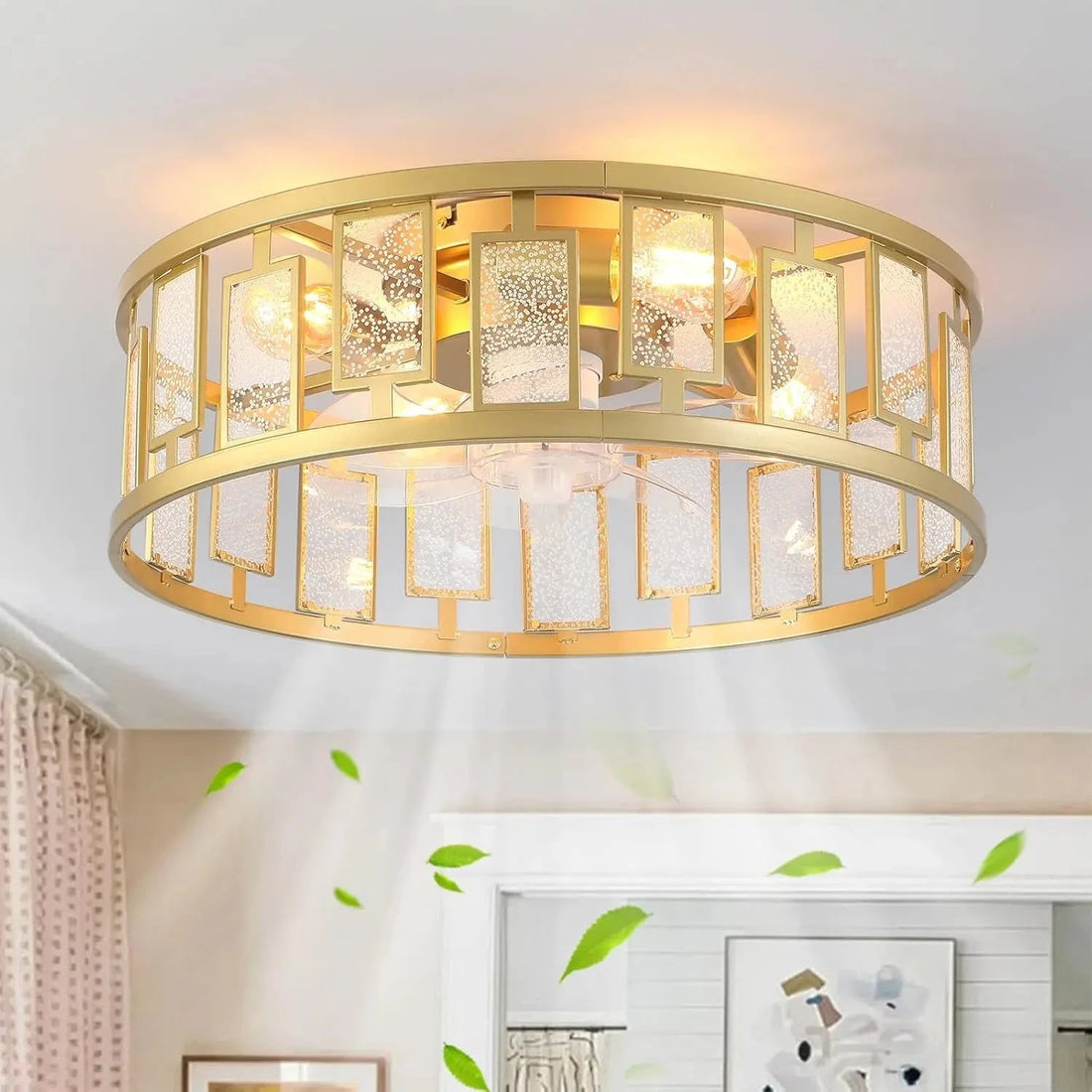Luxury Caged Ceiling Fan with LED Light &amp; Remote Control Manwatstore