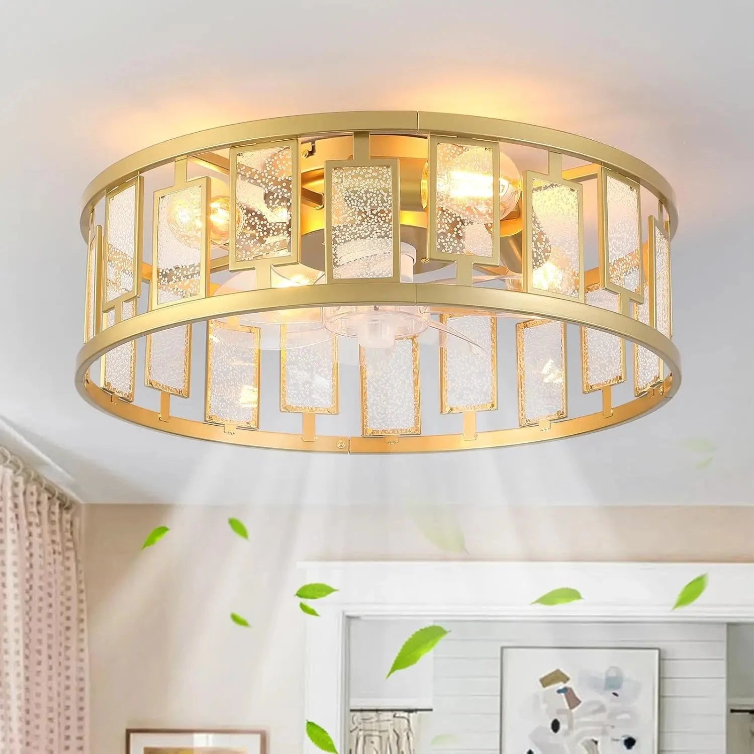 Luxury Caged Ceiling Fan with LED Light &amp; Remote Control Manwatstore