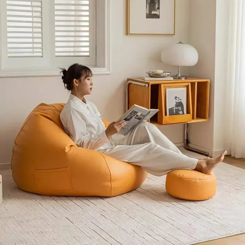 Luxury Italian Bean Bag Sofa - Comfortable Reclining Nordic Furniture for Living Room | Single Bean Bag Chair for Relaxing &amp; Sleeping Home &amp; Living Manwatstore