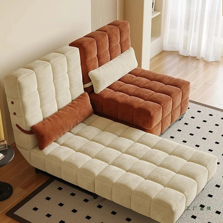 Luxury Italian-style foldable sofa bed in a living room