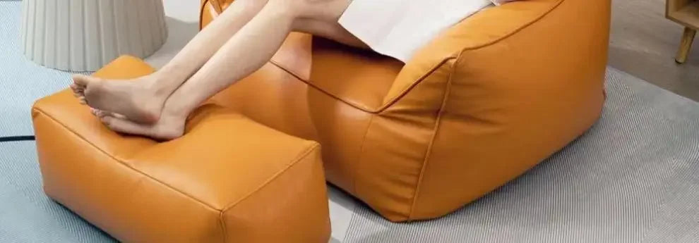 Luxury Leather Recliner Bean Bag Chair - Single Person Lazy Sofa for Living Room, Bedroom, or Balcony - Compact Lounger for Relaxing and Sleeping Manwatstore