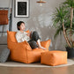 Luxury Leather Recliner Bean Bag Chair - Single Person Lazy Sofa for Living Room, Bedroom, or Balcony - Compact Lounger for Relaxing and Sleeping Manwatstore