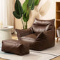 Luxury Leather Recliner Bean Bag Chair - Single Person Lazy Sofa for Living Room, Bedroom, or Balcony - Compact Lounger for Relaxing and Sleeping Manwatstore