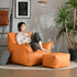 Luxury Leather Recliner Bean Bag Chair - Single Person Lazy Sofa for Living Room, Bedroom, or Balcony - Compact Lounger for Relaxing and Sleeping Manwatstore