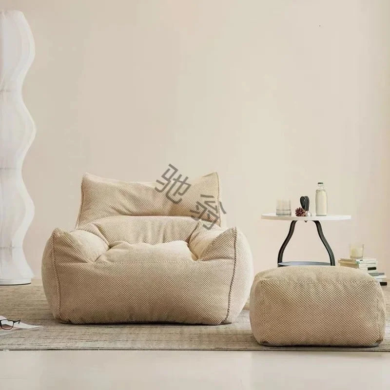Luxury Leather Single-Person Bean Bag Sofa for Living Room, Bedroom, and Balcony – Comfortable Recliner &amp; Sleep Chair Bean Bag Chair Manwatstore