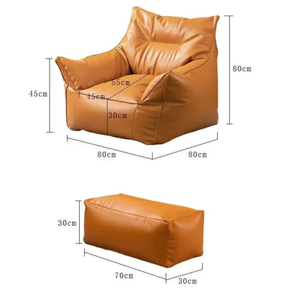 Luxury Leather Single-Person Bean Bag Sofa for Living Room, Bedroom, and Balcony – Comfortable Recliner &amp; Sleep Chair Bean Bag Chair Manwatstore