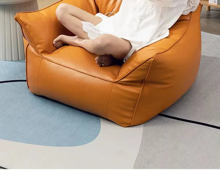 Luxury Leather Single-Person Bean Bag Sofa for Living Room, Bedroom, and Balcony – Comfortable Recliner &amp; Sleep Chair Bean Bag Chair Manwatstore