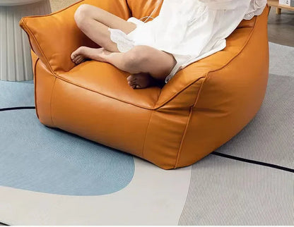 Luxury Leather Single-Person Bean Bag Sofa for Living Room, Bedroom, and Balcony – Comfortable Recliner &amp; Sleep Chair Bean Bag Chair Manwatstore