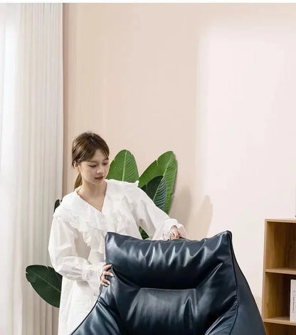 Luxury Leather Single-Person Bean Bag Sofa for Living Room, Bedroom, and Balcony – Comfortable Recliner &amp; Sleep Chair Bean Bag Chair Manwatstore