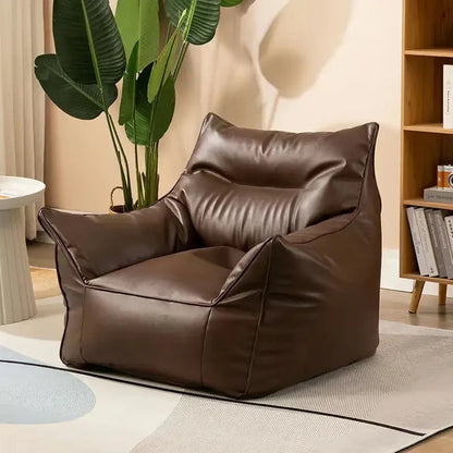 Luxury Leather Single-Person Bean Bag Sofa for Living Room, Bedroom, and Balcony – Comfortable Recliner &amp; Sleep Chair Bean Bag Chair Manwatstore