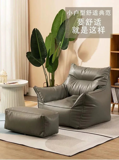Luxury Leather Single-Person Bean Bag Sofa for Living Room, Bedroom, and Balcony – Comfortable Recliner &amp; Sleep Chair Bean Bag Chair Manwatstore