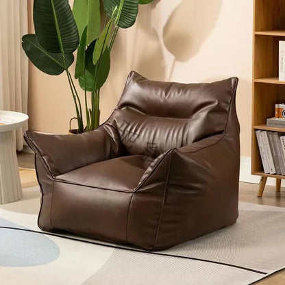 Luxury Leather Single-Person Bean Bag Sofa for Living Room, Bedroom, and Balcony – Comfortable Recliner &amp; Sleep Chair Bean Bag Chair Manwatstore