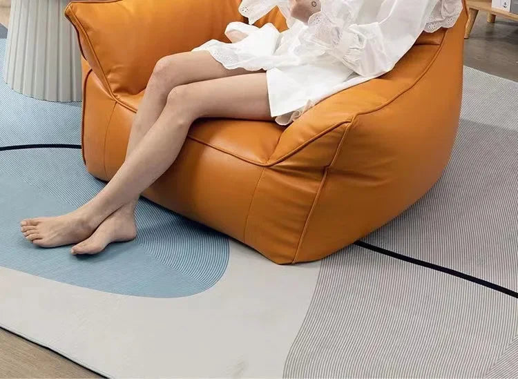 Luxury Leather Single-Person Bean Bag Sofa for Living Room, Bedroom, and Balcony – Comfortable Recliner &amp; Sleep Chair Bean Bag Chair Manwatstore