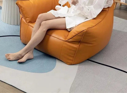 Luxury Leather Single-Person Bean Bag Sofa for Living Room, Bedroom, and Balcony – Comfortable Recliner &amp; Sleep Chair Bean Bag Chair Manwatstore
