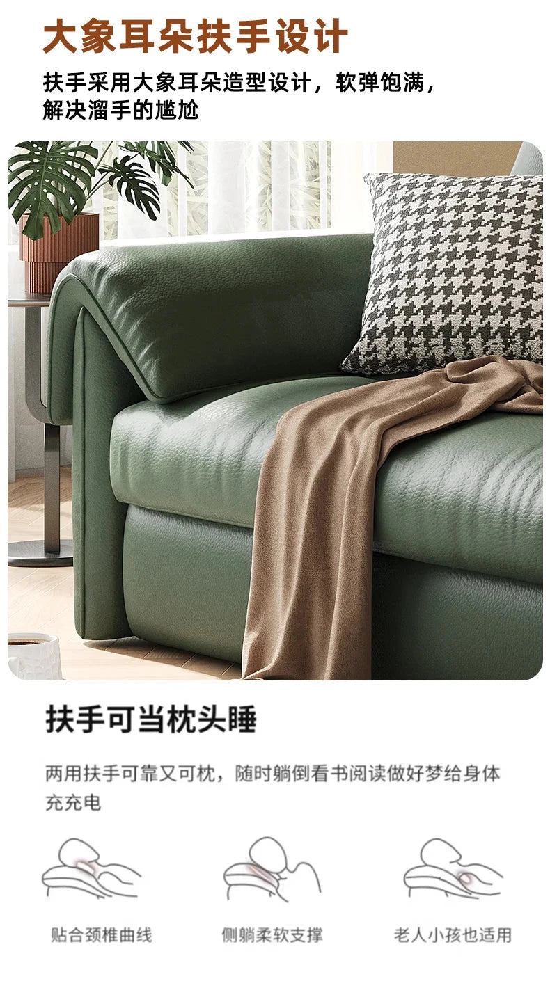 Luxury Leather Sofa Bed – Made-to-Order with Storage Manwatstore