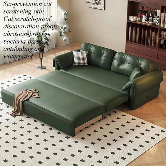 Luxury Leather Sofa Bed – Made-to-Order with Storage Manwatstore