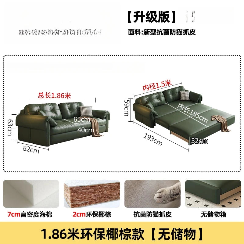 Luxury Leather Sofa Bed – Made-to-Order with Storage Manwatstore