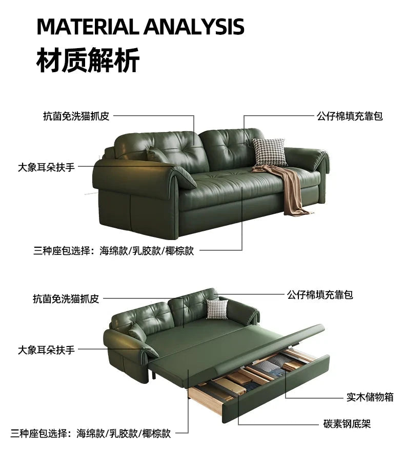 Luxury Leather Sofa Bed – Made-to-Order with Storage Manwatstore