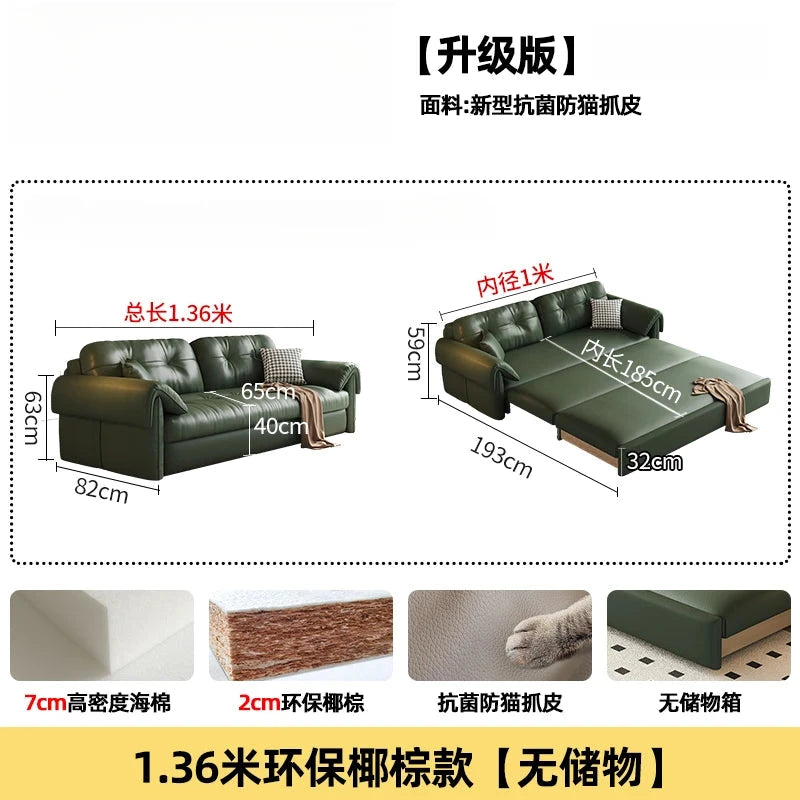Luxury Leather Sofa Bed – Made-to-Order with Storage Manwatstore