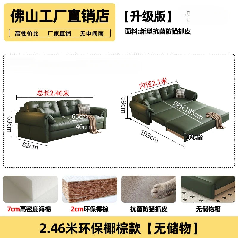 Luxury Leather Sofa Bed – Made-to-Order with Storage Manwatstore