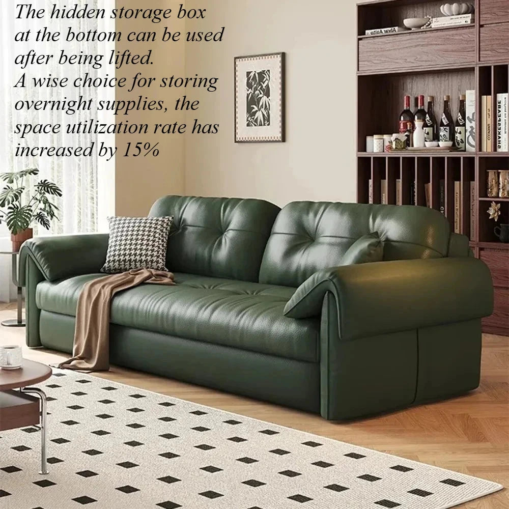 Luxury Leather Sofa Bed – Made-to-Order with Storage Manwatstore
