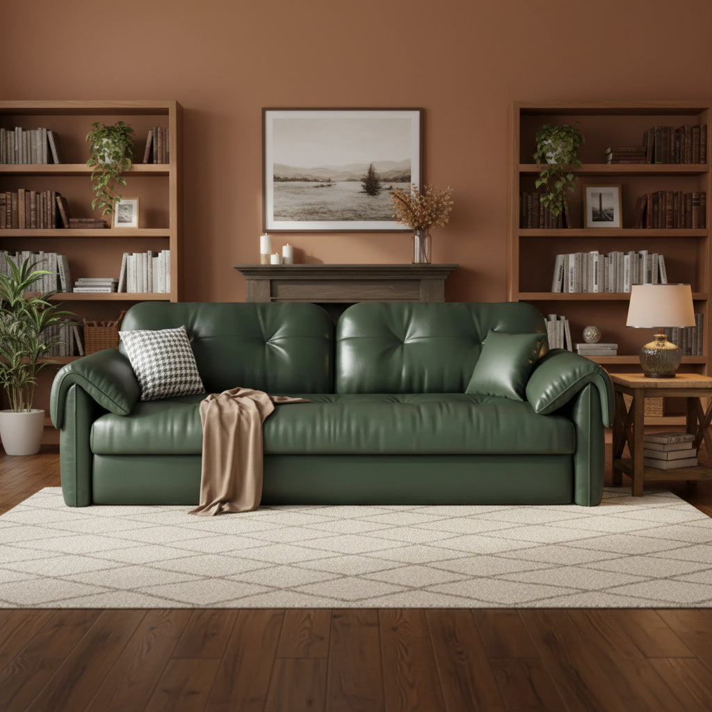 Luxury Leather Sofa Bed – Made-to-Order with Storage Manwatstore