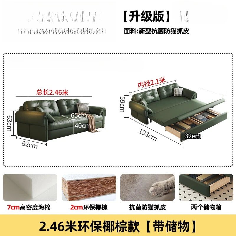 Luxury Leather Sofa Bed – Made-to-Order with Storage Manwatstore