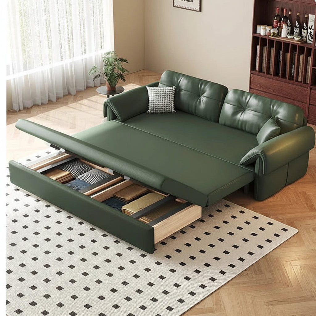 Luxury Leather Sofa Bed – Made-to-Order with Storage Manwatstore