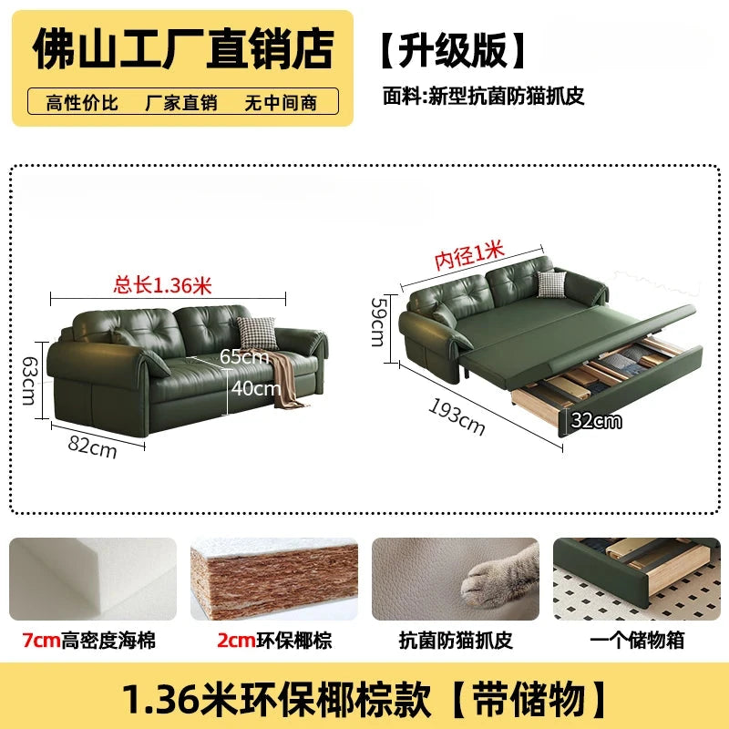 Luxury Leather Sofa Bed – Made-to-Order with Storage Manwatstore