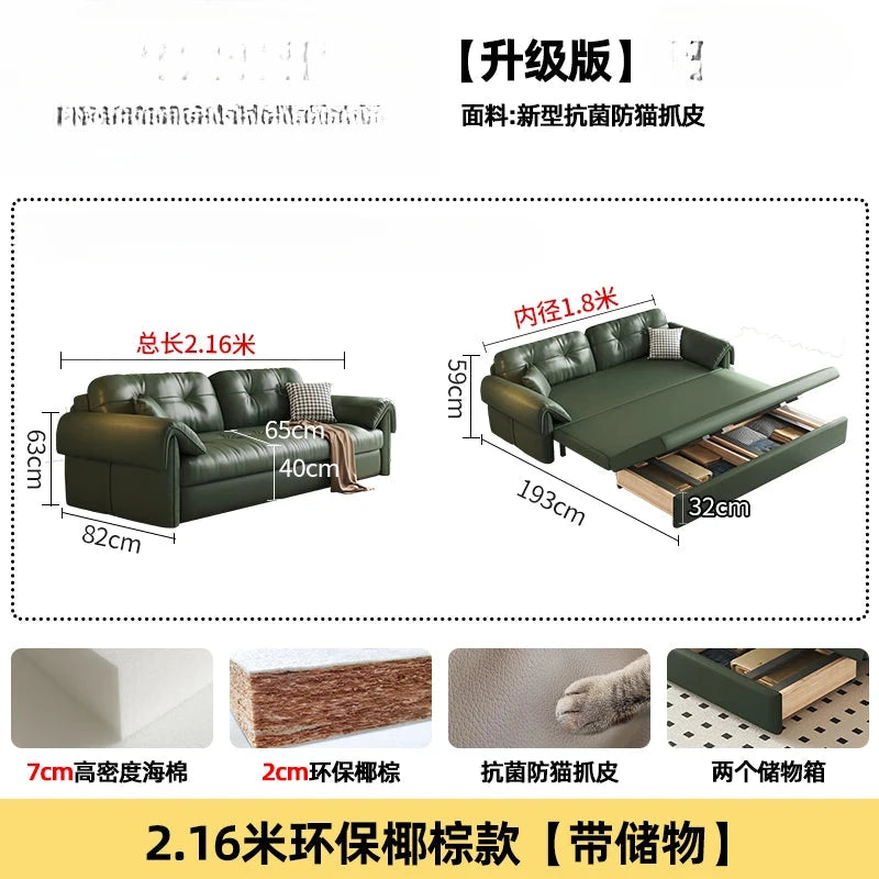 Luxury Leather Sofa Bed – Made-to-Order with Storage Manwatstore