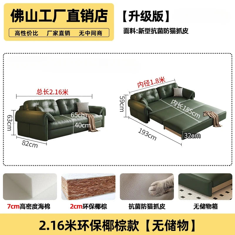 Luxury Leather Sofa Bed – Made-to-Order with Storage Manwatstore