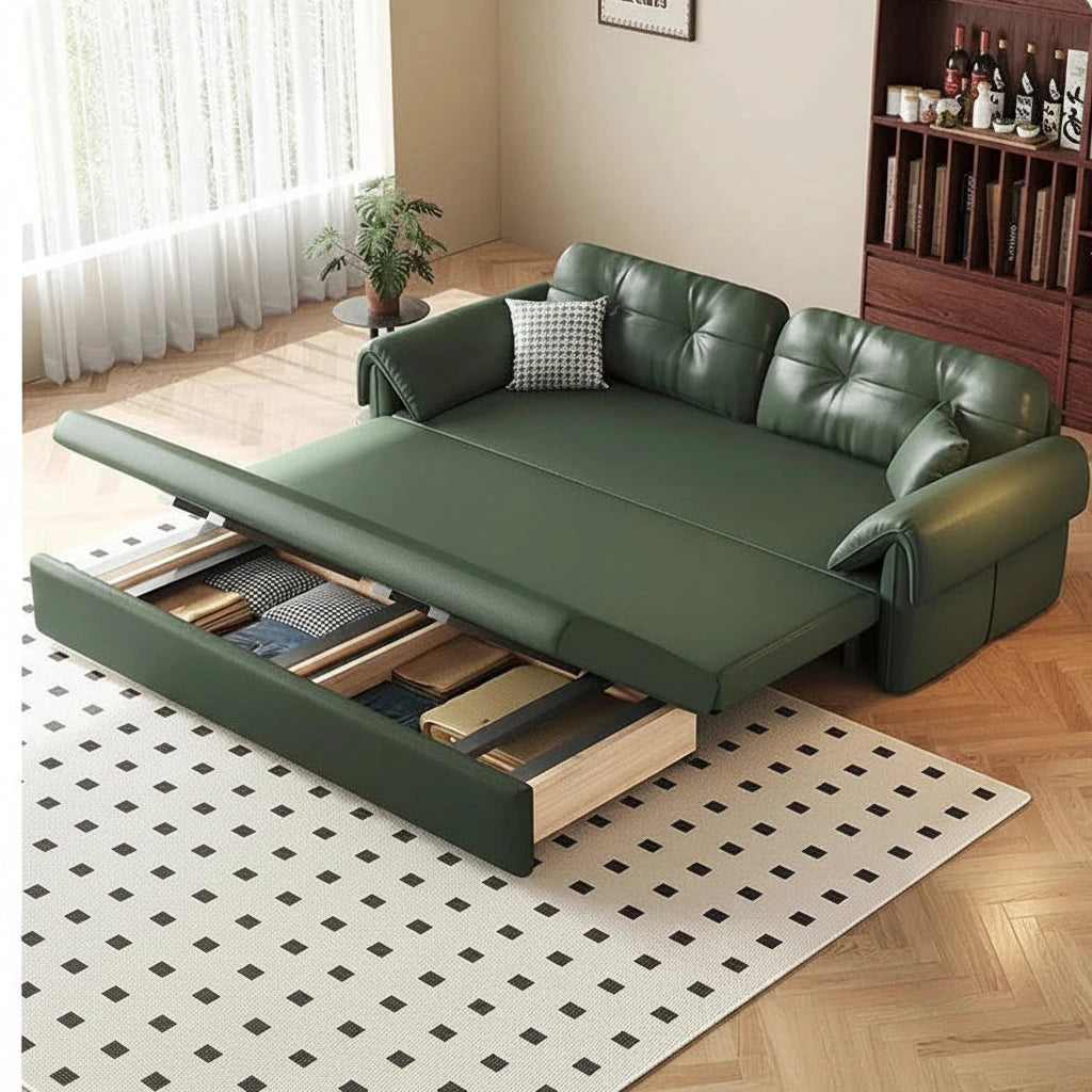 Luxury Leather Sofa Bed With Storage – Made-to-Order sofa bed Manwatstore