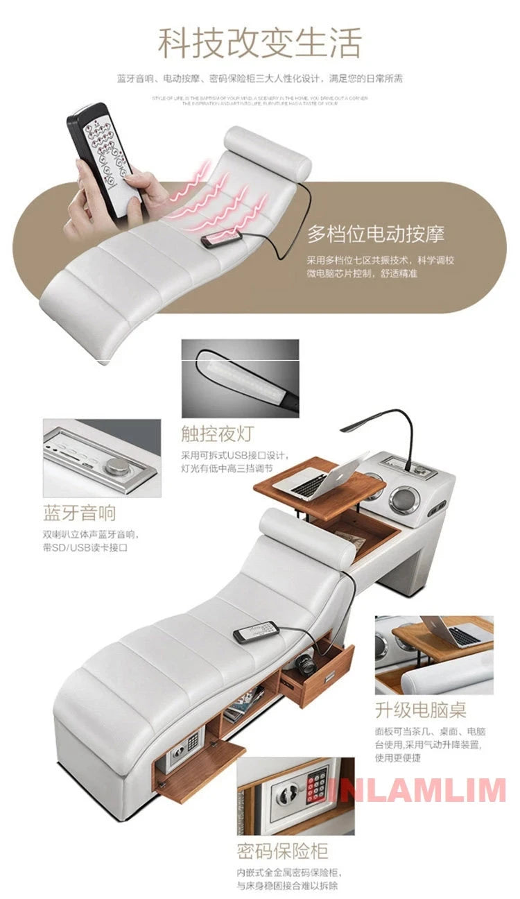 Luxury Smart Storage Bed with USB &amp; Speakers Manwatstore