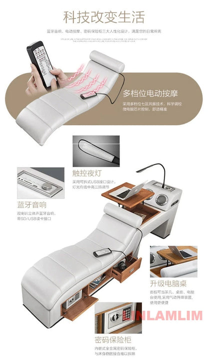 Luxury Smart Storage Bed with USB &amp; Speakers Manwatstore
