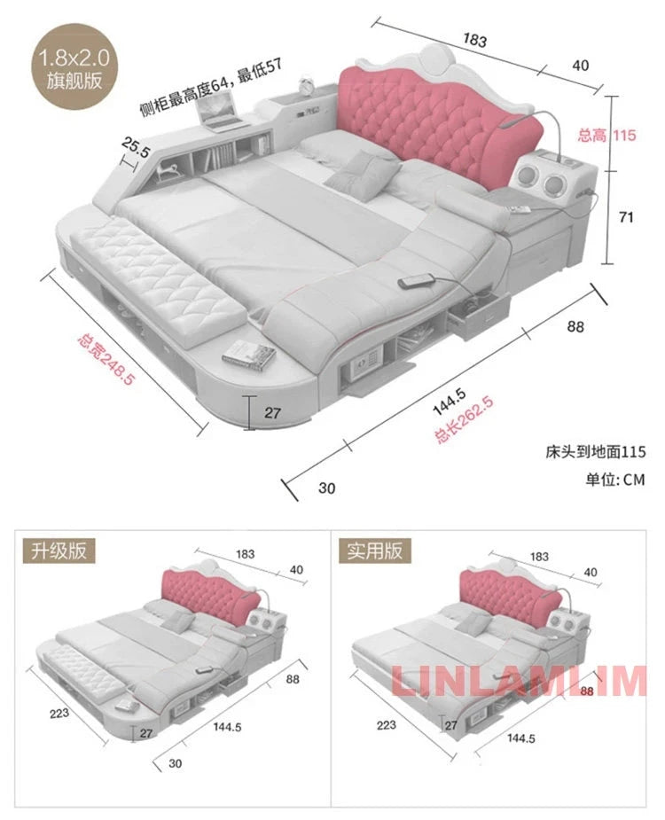 Luxury Smart Storage Bed with USB &amp; Speakers Manwatstore