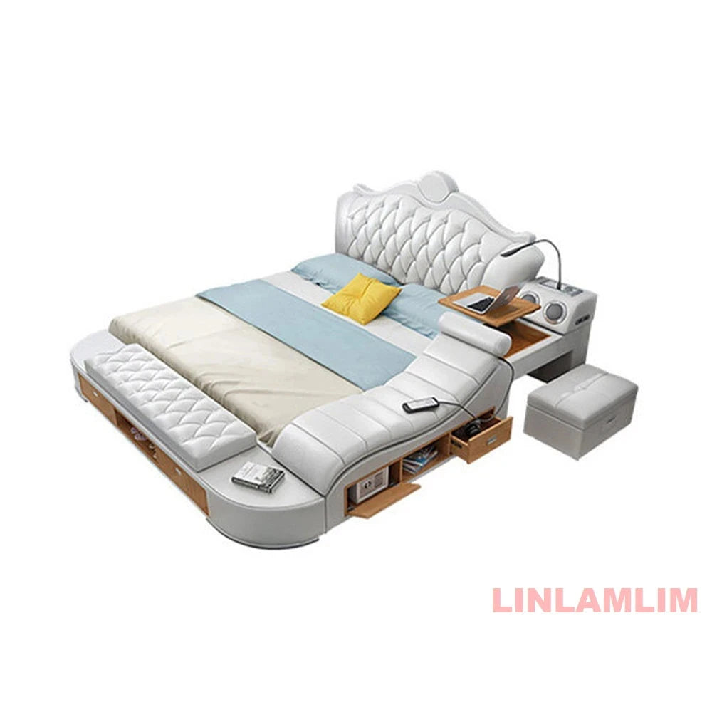 Luxury Smart Storage Bed with USB &amp; Speakers Manwatstore