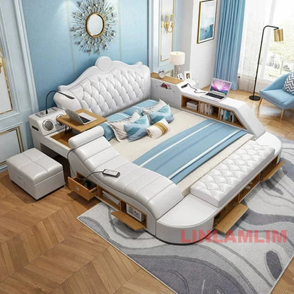Luxury Smart Storage Bed with USB &amp; Speakers Manwatstore