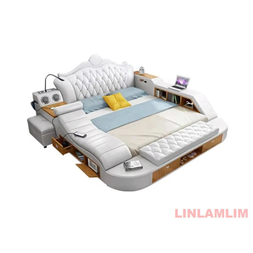 Luxury Smart Storage Bed with USB &amp; Speakers Manwatstore
