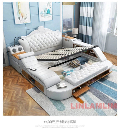 Luxury Smart Storage Bed with USB &amp; Speakers Manwatstore