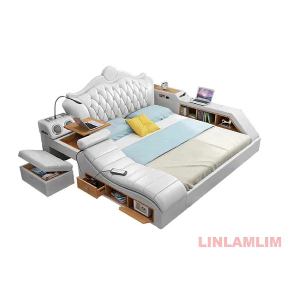 Luxury Smart Storage Bed with USB &amp; Speakers Manwatstore
