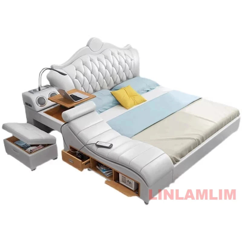Luxury Smart Storage Bed with USB &amp; Speakers Manwatstore