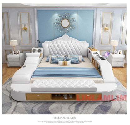 Luxury Smart Storage Bed with USB &amp; Speakers Manwatstore