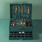 Luxury Three-Layer Dark Green Flannel Jewelry Organizer Box Manwatstore