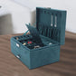 Luxury Three-Layer Dark Green Flannel Jewelry Organizer Box Manwatstore