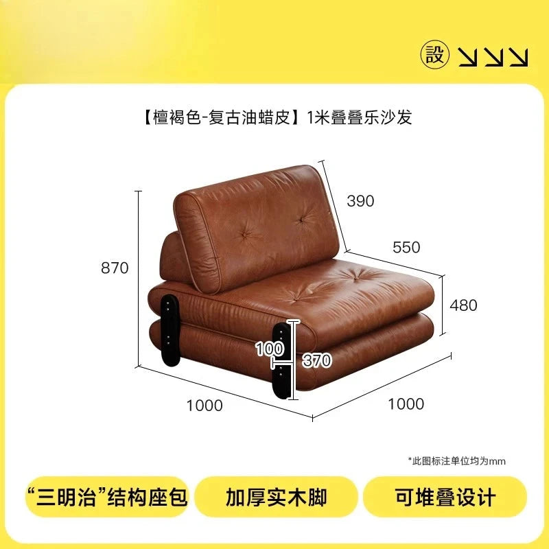 medieval folding sofa bed living room multi-functional dual-purpose single leather sofa bed Manwatstore