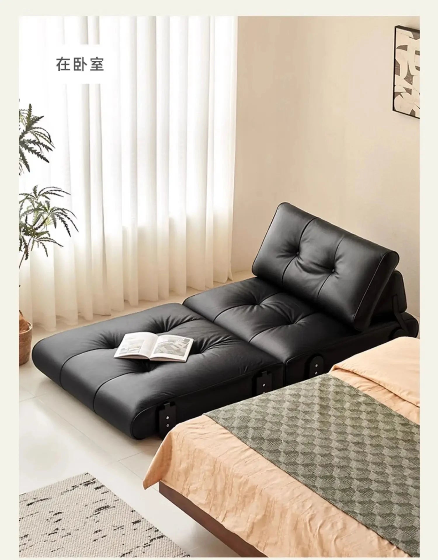 medieval folding sofa bed living room multi-functional dual-purpose single leather sofa bed Manwatstore