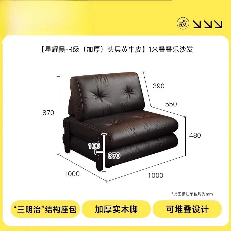 medieval folding sofa bed living room multi-functional dual-purpose single leather sofa bed Manwatstore