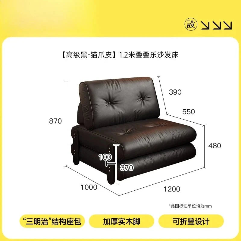 medieval folding sofa bed living room multi-functional dual-purpose single leather sofa bed Manwatstore