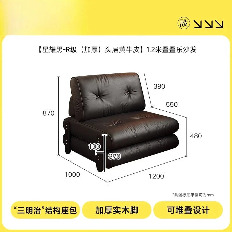 medieval folding sofa bed living room multi-functional dual-purpose single leather sofa bed Manwatstore